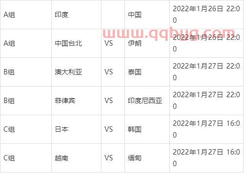 2022年足球比赛时间表