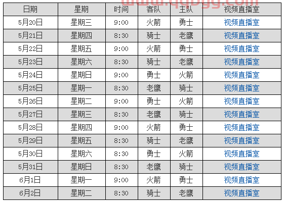 体育比赛直播表
